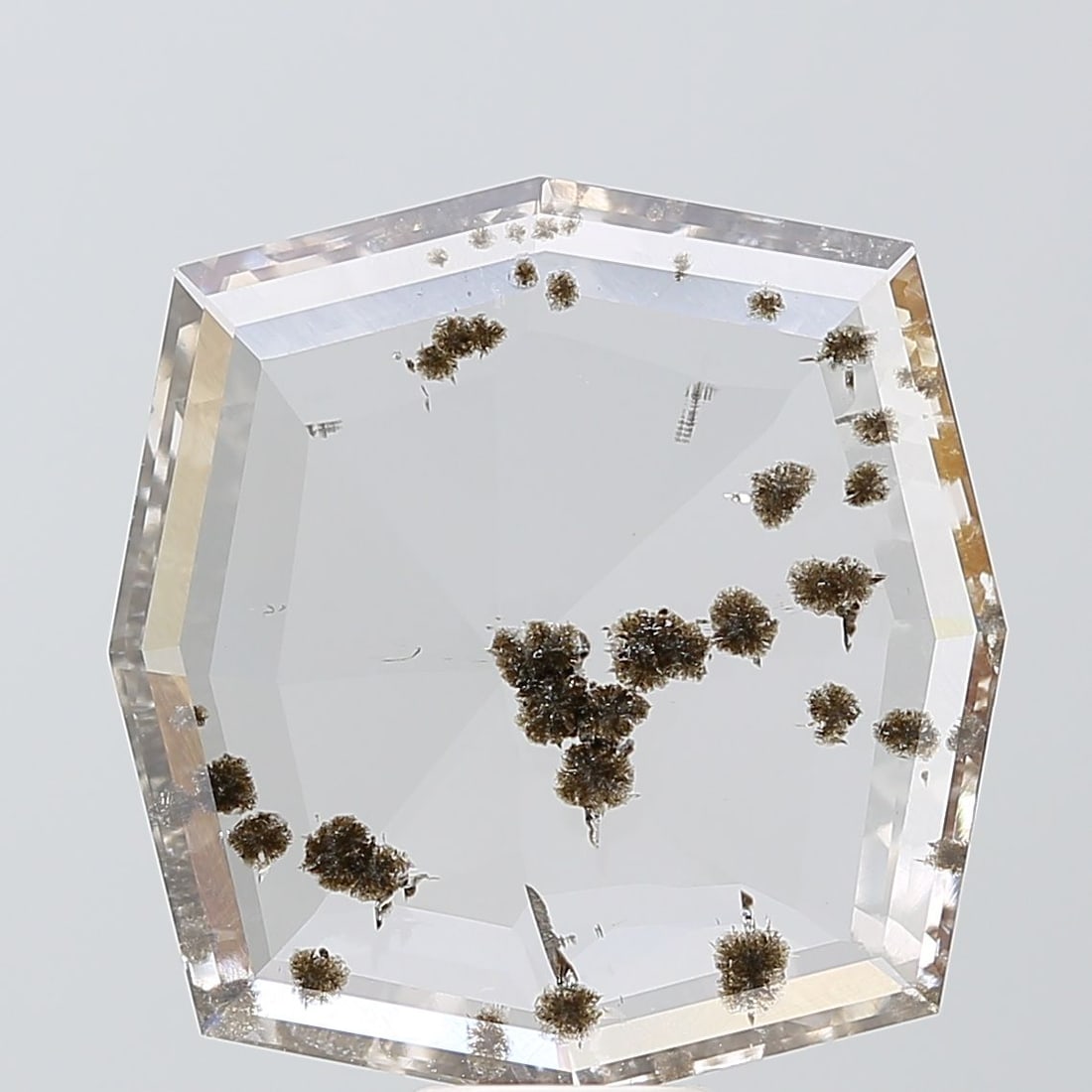 Loose Diamond - OTHER 5.59ct Salt and Pepper I2: Loose Diamond - OTHER 5.59ct Salt and Pepper I2 Source: This is a real non-mined Diamond that has been grown in a lab Shape: OTHER Carats: 5.59 Color: Salt and Pepper Certification: NONE Video: