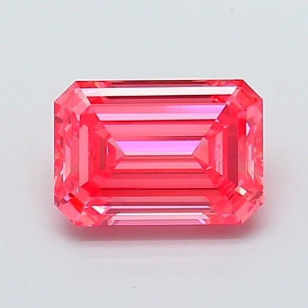 Loose Diamond - EMERALD 1.35ct Fancy Vivid Pink VVS2: Loose Diamond - EMERALD 1.35ct Fancy Vivid Pink VVS2 Source: This is a real non-mined Diamond that has been grown in a lab Shape: EMERALD Carats: 1.35 Color: Fancy Vivid Pink Certification: IGI Video: