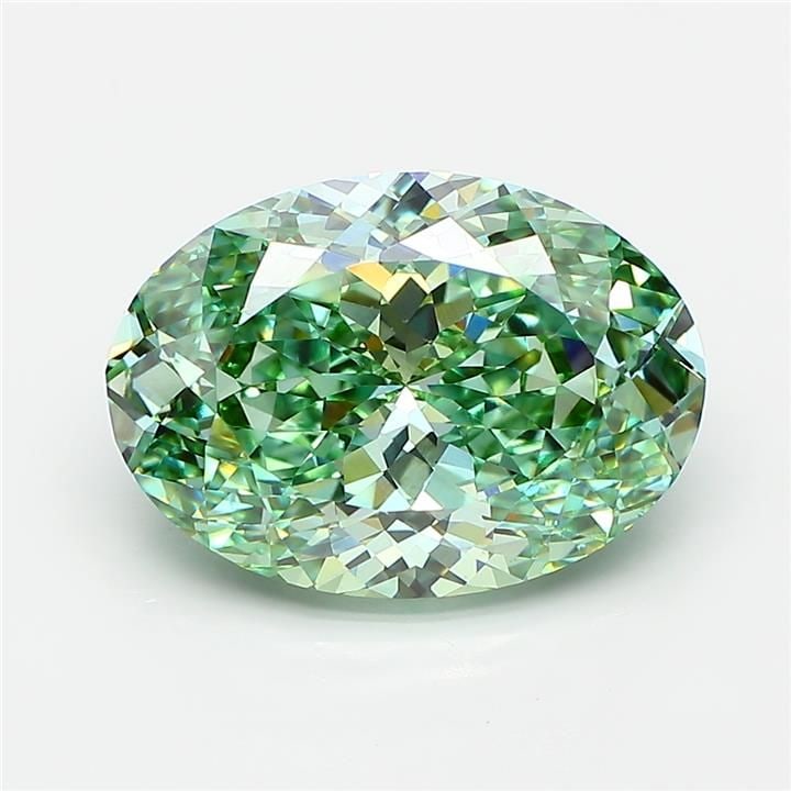 Loose Diamond - OVAL 5.66ct Fancy Vivid Green VS1: Loose Diamond - OVAL 5.66ct Fancy Vivid Green VS1 Source: This is a real non-mined Diamond that has been grown in a lab Shape: OVAL Carats: 5.66 Color: Fancy Vivid Green Certification: IGI PLEASE NOTE