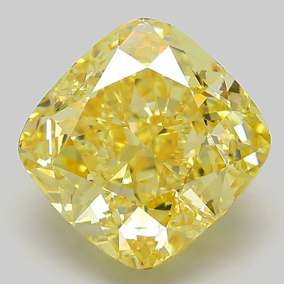 Loose Diamond - CUSHION MODIFIED 5.58ct Fancy Vivid Yellow VVS2: Loose Diamond - CUSHION MODIFIED 5.58ct Fancy Vivid Yellow VVS2 Source: This is a real non-mined Diamond that has been grown in a lab Shape: CUSHION MODIFIED Carats: 5.58 Color: Fancy Vivid Yellow Cer