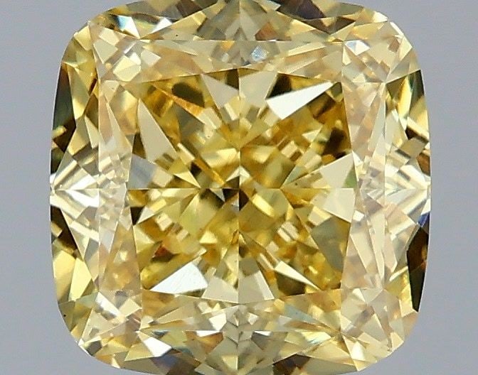 Loose Diamond - CUSHION MODIFIED 2.07ct Fancy Vivid Yellow VS1: Loose Diamond - CUSHION MODIFIED 2.07ct Fancy Vivid Yellow VS1 Source: This is a real non-mined Diamond that has been grown in a lab Shape: CUSHION MODIFIED Carats: 2.07 Color: Fancy Vivid Yellow