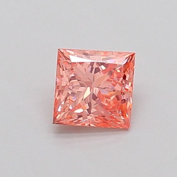 Loose Diamond - PRINCESS 0.4ct Fancy Vivid Orangey Pink VS2: Loose Diamond - PRINCESS 0.4ct Fancy Vivid Orangey Pink VS2 Source: This is a real non-mined Diamond that has been grown in a lab Shape: PRINCESS Carats: 0.4 Color: Fancy Vivid Orangey Pink Certificat
