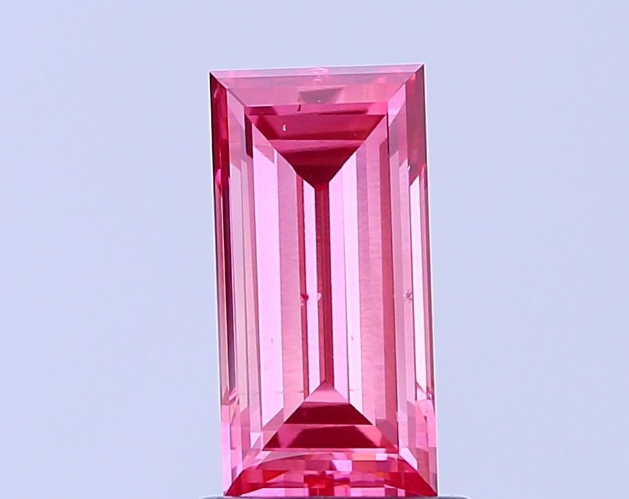 Loose Diamond - BAGUETTE 1.51ct Fancy Vivid Pink VS2: Loose Diamond - BAGUETTE 1.51ct Fancy Vivid Pink VS2 Source: This is a real non-mined Diamond that has been grown in a lab Shape: BAGUETTE Carats: 1.51 Color: Fancy Vivid Pink Certification: IGI Video