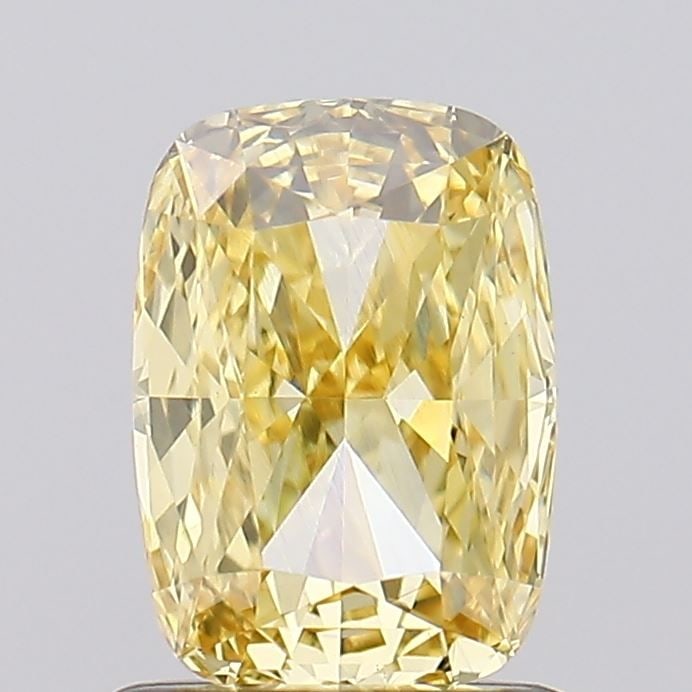 Loose Diamond - CUSHION MODIFIED 1.01ct Fancy Intense Yellow VS1: Loose Diamond - CUSHION MODIFIED 1.01ct Fancy Intense Yellow VS1 Source: This is a real non-mined Diamond that has been grown in a lab Shape: CUSHION MODIFIED Carats: 1.01 Color: Fancy Intense Yellow 