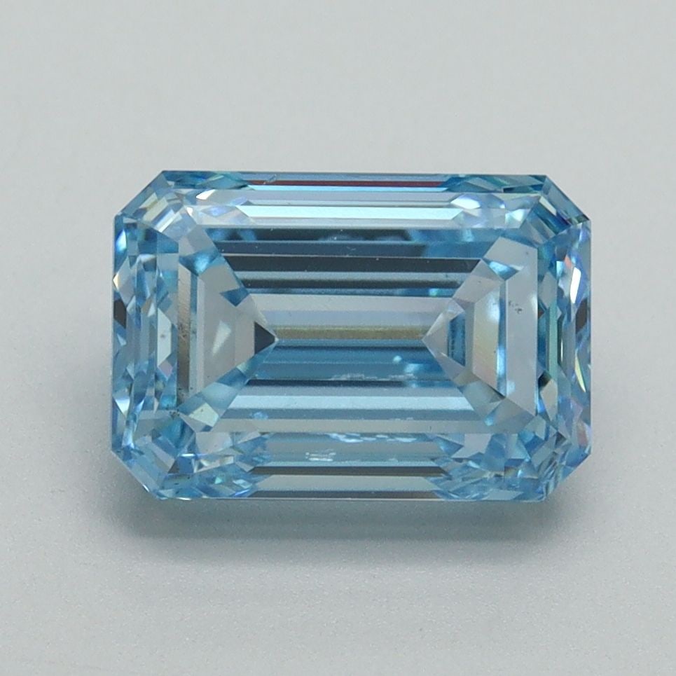Loose Diamond - EMERALD 2.7ct Fancy Intense Blue SI1: Loose Diamond - EMERALD 2.7ct Fancy Intense Blue SI1 Source: This is a real non-mined Diamond that has been grown in a lab Shape: EMERALD Carats: 2.7 Color: Fancy Intense Blue Certification: IGI Video