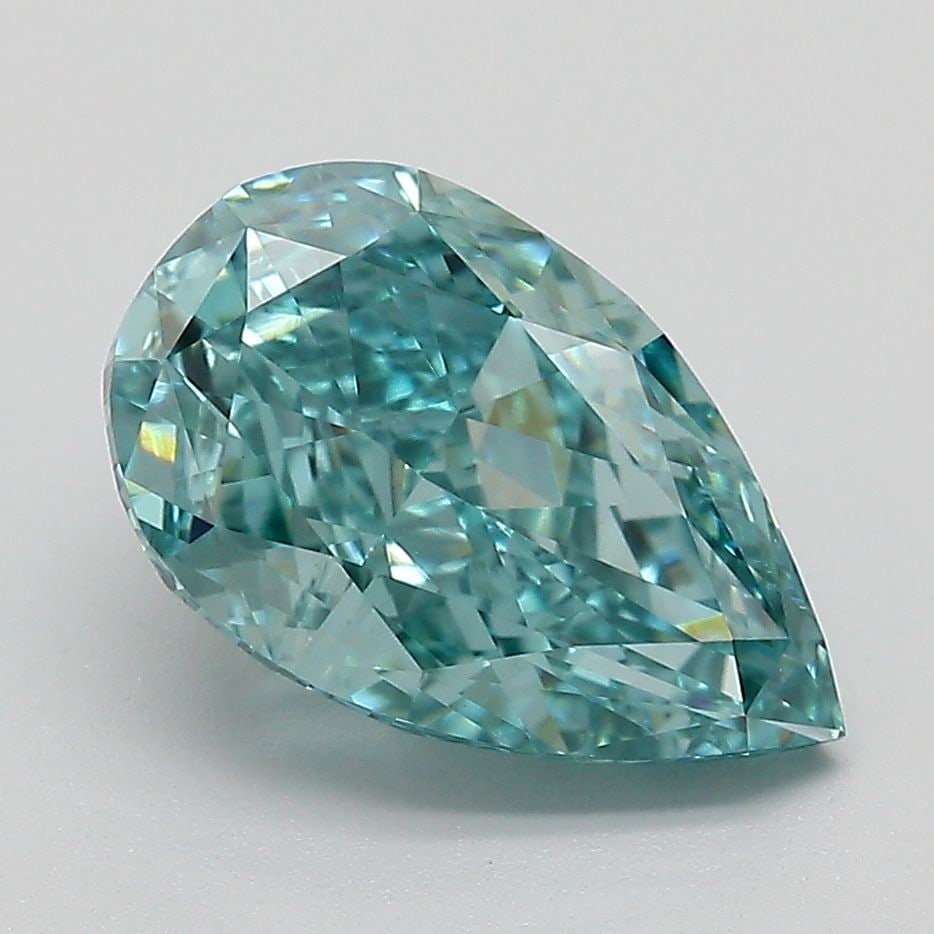 Loose Diamond - PEAR 3.1ct Fancy Vivid Blueish Green VS1 (1 of 1)