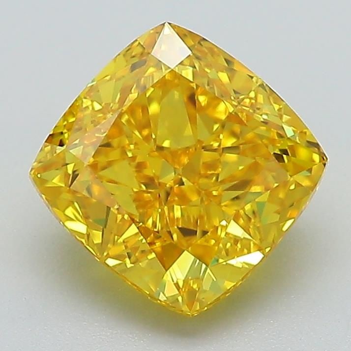 Loose Diamond - CUSHION MODIFIED 2.3ct Fancy Vivid Yellow VVS2: Loose Diamond - CUSHION MODIFIED 2.3ct Fancy Vivid Yellow VVS2 Source: This is a real non-mined Diamond that has been grown in a lab Shape: CUSHION MODIFIED Carats: 2.3 Color: Fancy Vivid Yellow Certi