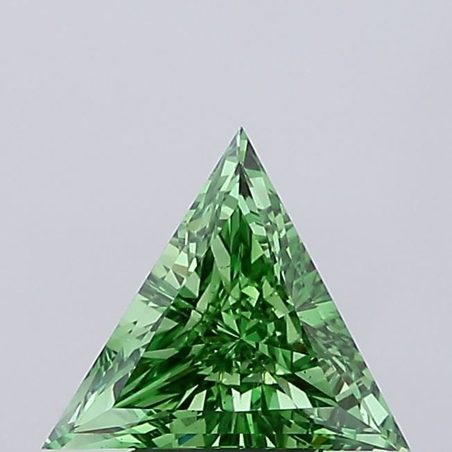 Loose Diamond - TRIANGULAR 1.85ct Fancy Vivid Green VS2: Loose Diamond - TRIANGULAR 1.85ct Fancy Vivid Green VS2 Source: This is a real non-mined Diamond that has been grown in a lab Shape: TRIANGULAR Carats: 1.85 Color: Fancy Vivid Green Certification: IGI