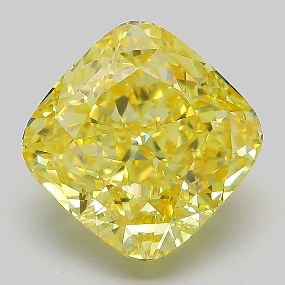 Loose Diamond - CUSHION MODIFIED 5.32ct Fancy Vivid Yellow VS1: Loose Diamond - CUSHION MODIFIED 5.32ct Fancy Vivid Yellow VS1 Source: This is a real non-mined Diamond that has been grown in a lab Shape: CUSHION MODIFIED Carats: 5.32 Color: Fancy Vivid Yellow Cert