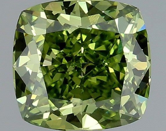 Loose Diamond - CUSHION MODIFIED 1.04ct Fancy Vivid Green VS1: Loose Diamond - CUSHION MODIFIED 1.04ct Fancy Vivid Green VS1 Source: This is a real non-mined Diamond that has been grown in a lab Shape: CUSHION MODIFIED Carats: 1.04 Color: Fancy Vivid Green