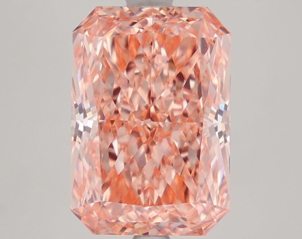 Loose Diamond - RADIANT 4.42ct Fancy Vivid Orangey Pink VVS2: Loose Diamond - RADIANT 4.42ct Fancy Vivid Orangey Pink VVS2 Source: This is a real non-mined Diamond that has been grown in a lab Shape: RADIANT Carats: 4.42 Color: Fancy Vivid Orangey Pink Certifica