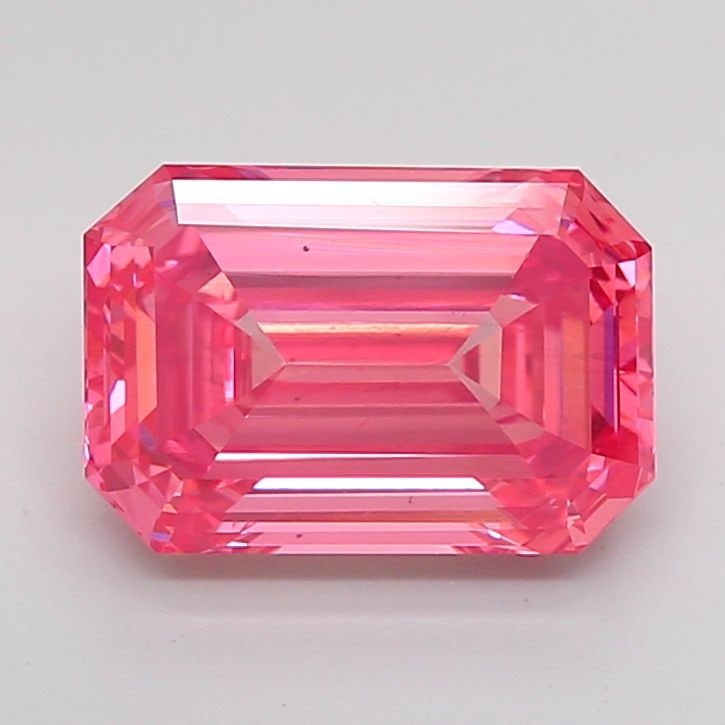 Loose Diamond - EMERALD 2.88ct Fancy Vivid Pink VS2: Loose Diamond - EMERALD 2.88ct Fancy Vivid Pink VS2 Source: This is a real non-mined Diamond that has been grown in a lab Shape: EMERALD Carats: 2.88 Color: Fancy Vivid Pink Certification: IGI Video: