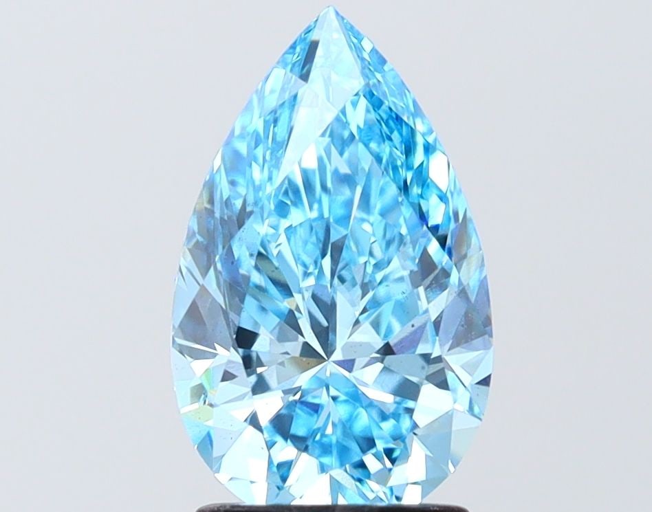 Loose Diamond - PEAR 2.08ct Fancy Vivid Blue VS2: Loose Diamond - PEAR 2.08ct Fancy Vivid Blue VS2 Source: This is a real non-mined Diamond that has been grown in a lab Shape: PEAR Carats: 2.08 Color: Fancy Vivid Blue Certification: IGI Video: