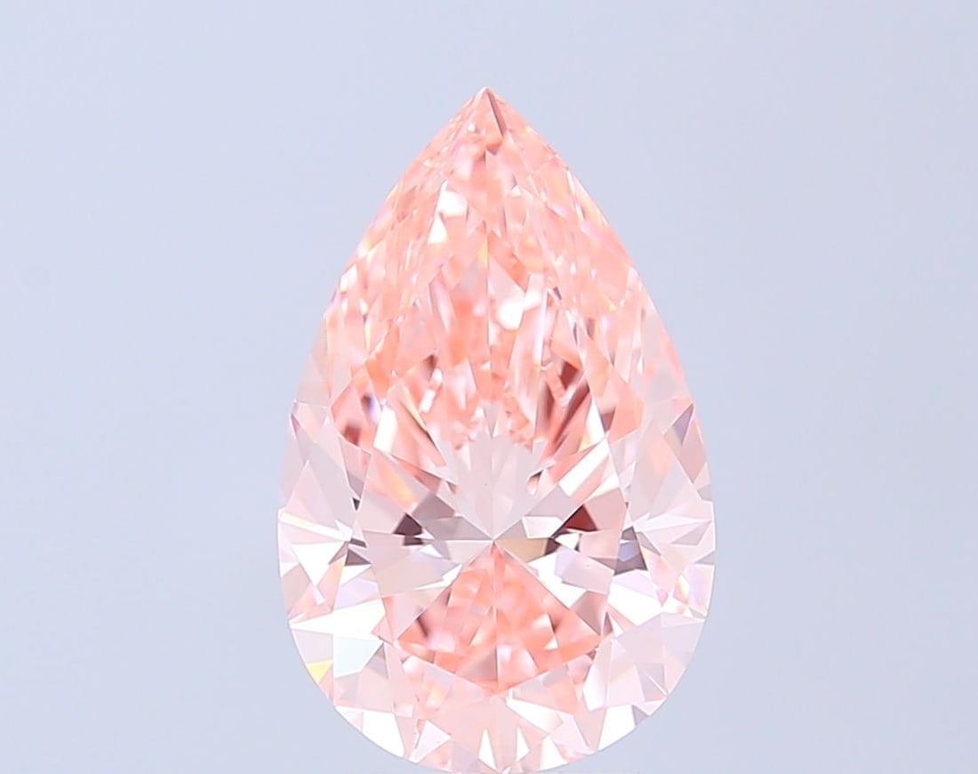 Loose Diamond - PEAR 3.94ct Fancy Vivid Pink VVS2: Loose Diamond - PEAR 3.94ct Fancy Vivid Pink VVS2 Source: This is a real non-mined Diamond that has been grown in a lab Shape: PEAR Carats: 3.94 Color: Fancy Vivid Pink Certification: IGI Video: