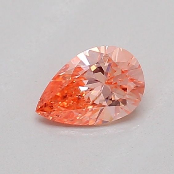Loose Diamond - PEAR 0.2ct Fancy Vivid Orangey Pink VS2: Loose Diamond - PEAR 0.2ct Fancy Vivid Orangey Pink VS2 Source: This is a real non-mined Diamond that has been grown in a lab Shape: PEAR Carats: 0.2 Color: Fancy Vivid Orangey Pink Certification: IGI