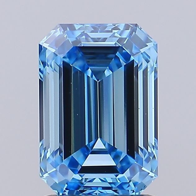 Loose Diamond - EMERALD 1.65ct Fancy Vivid Blue VS1: Loose Diamond - EMERALD 1.65ct Fancy Vivid Blue VS1 Source: This is a real non-mined Diamond that has been grown in a lab Shape: EMERALD Carats: 1.65 Color: Fancy Vivid Blue Certification: IGI Video: