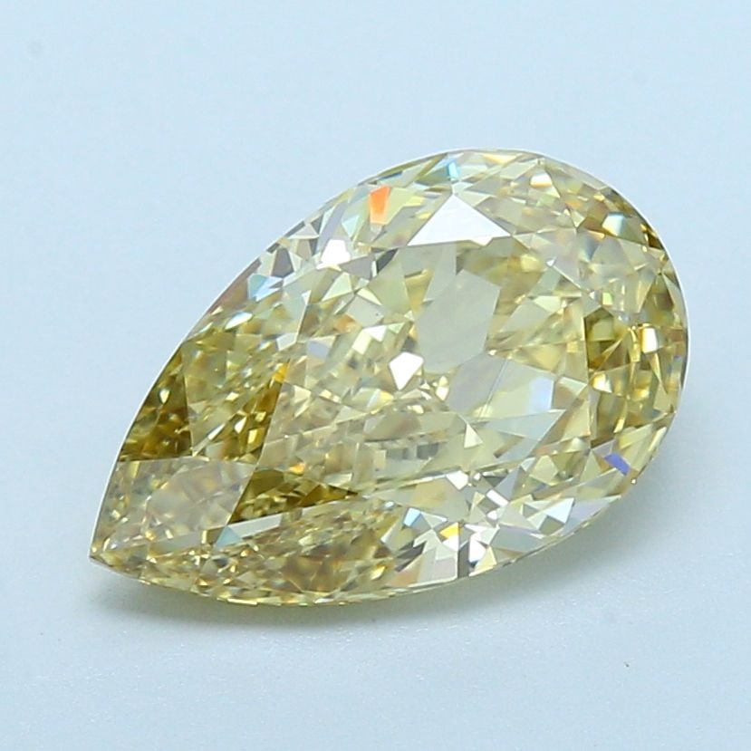 Loose Diamond - PEAR 4.3ct Fancy Intense Yellow VS1: Loose Diamond - PEAR 4.3ct Fancy Intense Yellow VS1 Source: This is a real non-mined Diamond that has been grown in a lab Shape: PEAR Carats: 4.3 Color: Fancy Intense Yellow Certification: IGI Video: