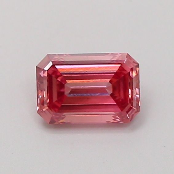 Loose Diamond - EMERALD 0.52ct Fancy Vivid Pink VS2: Loose Diamond - EMERALD 0.52ct Fancy Vivid Pink VS2 Source: This is a real non-mined Diamond that has been grown in a lab Shape: EMERALD Carats: 0.52 Color: Fancy Vivid Pink Certification: IGI Video: