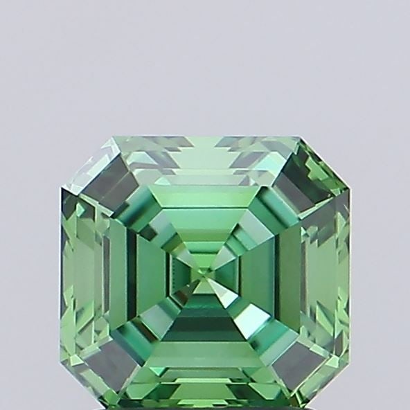 Loose Diamond - ASSCHER 1.5ct Fancy Vivid Green VS1: Loose Diamond - ASSCHER 1.5ct Fancy Vivid Green VS1 Source: This is a real non-mined Diamond that has been grown in a lab Shape: ASSCHER Carats: 1.5 Color: Fancy Vivid Green Certification: IGI Video:
