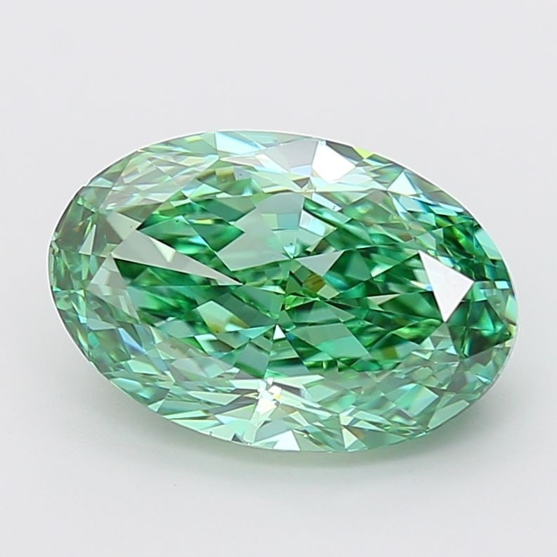 Loose Diamond - OVAL 6.02ct Fancy Vivid Green VS1: Loose Diamond - OVAL 6.02ct Fancy Vivid Green VS1 Source: This is a real non-mined Diamond that has been grown in a lab Shape: OVAL Carats: 6.02 Color: Fancy Vivid Green Certification: IGI Video: