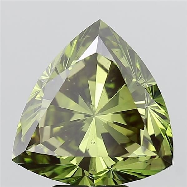 Loose Diamond - TRIANGULAR 5.04ct Fancy Vivid Green SI1: Loose Diamond - TRIANGULAR 5.04ct Fancy Vivid Green SI1 Source: This is a real non-mined Diamond that has been grown in a lab Shape: TRIANGULAR Carats: 5.04 Color: Fancy Vivid Green Certification: