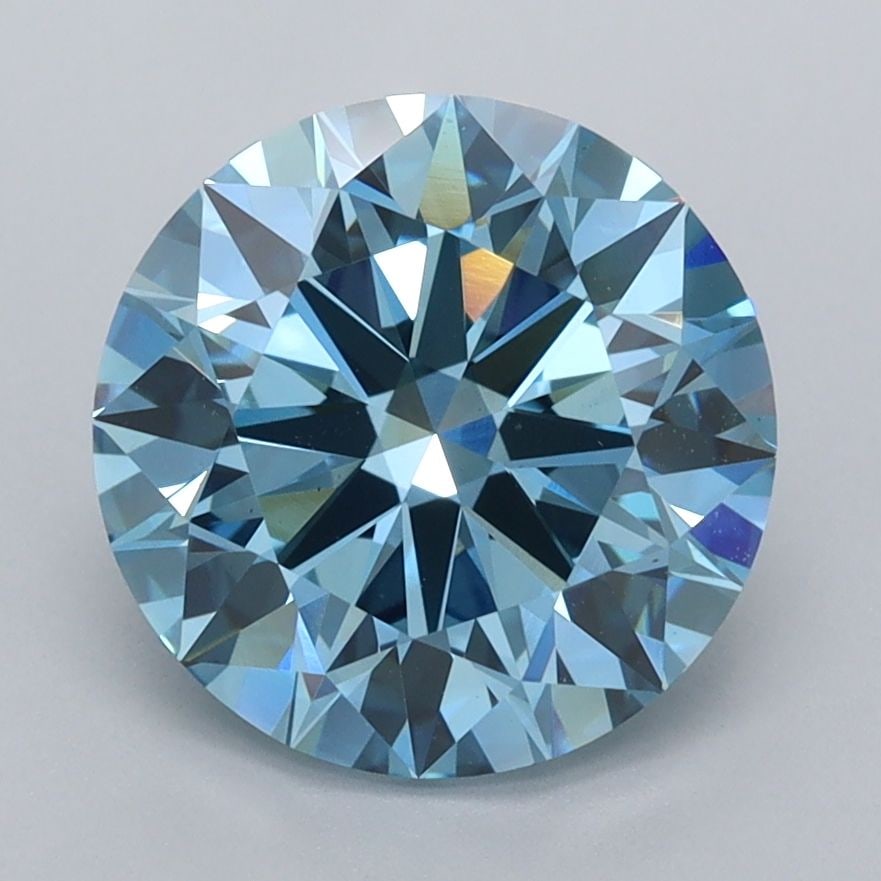 Ideal Loose Diamond - ROUND 3.01ct Fancy Vivid Blue VS1: Ideal Loose Diamond - ROUND 3.01ct Fancy Vivid Blue VS1 Source: This is a real non-mined Diamond that has been grown in a lab Shape: ROUND Carats: 3.01 Color: Fancy Vivid Blue Certification: IGI Video