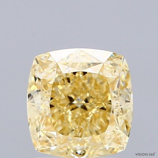 Loose Diamond - CUSHION MODIFIED 2.09ct Fancy Intense Yellow VVS2: Loose Diamond - CUSHION MODIFIED 2.09ct Fancy Intense Yellow VVS2 Source: This is a real non-mined Diamond that has been grown in a lab Shape: CUSHION MODIFIED Carats: 2.09 Color: Fancy Intense Yellow