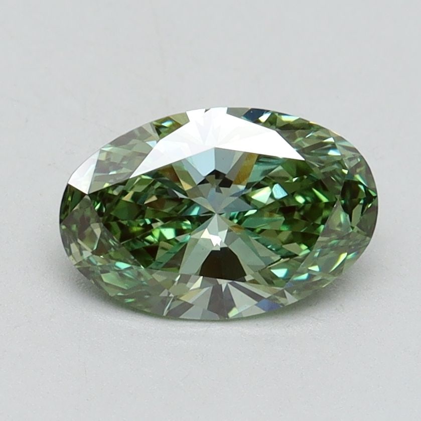 Loose Diamond - OVAL 1.01ct Fancy Vivid Green VS1: Loose Diamond - OVAL 1.01ct Fancy Vivid Green VS1 Source: This is a real non-mined Diamond that has been grown in a lab Shape: OVAL Carats: 1.01 Color: Fancy Vivid Green Certification: IGI Video: