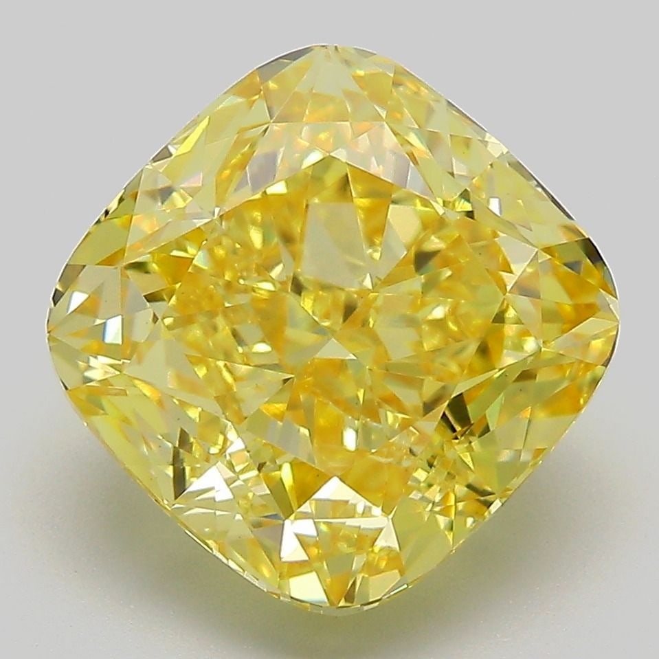 Loose Diamond - CUSHION MODIFIED 6.18ct Fancy Vivid Yellow VS1: Loose Diamond - CUSHION MODIFIED 6.18ct Fancy Vivid Yellow VS1 Source: This is a real non-mined Diamond that has been grown in a lab Shape: CUSHION MODIFIED Carats: 6.18 Color: Fancy Vivid Yellow Cert