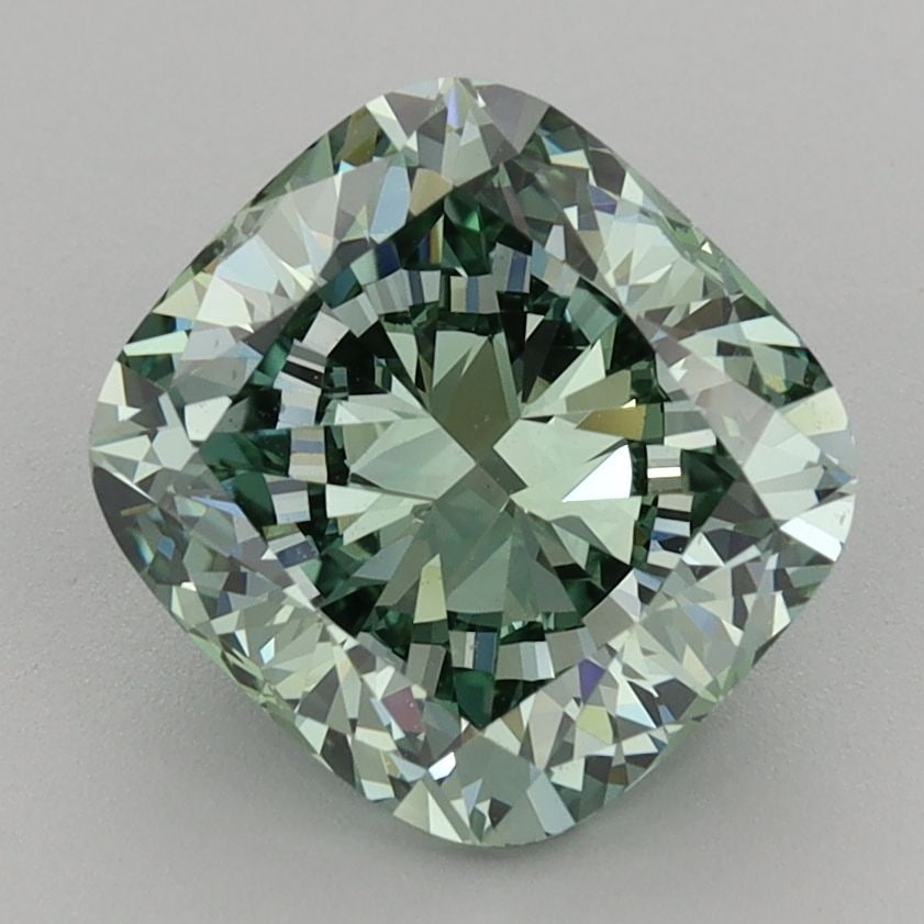 Loose Diamond - CUSHION MODIFIED 3.0ct Fancy Vivid Green VVS2: Loose Diamond - CUSHION MODIFIED 3.0ct Fancy Vivid Green VVS2 Source: This is a real non-mined Diamond that has been grown in a lab Shape: CUSHION MODIFIED Carats: 3.0 Color: Fancy Vivid Green Certifi