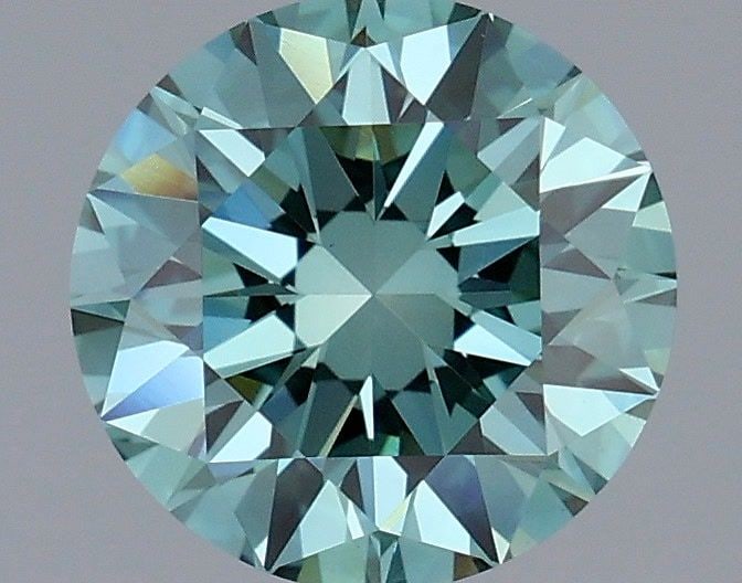Loose Diamond - ROUND 1.52ct Fancy Vivid Blueish Green VVS2: Loose Diamond - ROUND 1.52ct Fancy Vivid Blueish Green VVS2 Source: This is a real non-mined Diamond that has been grown in a lab Shape: ROUND Carats: 1.52 Color: Fancy Vivid Blueish Green