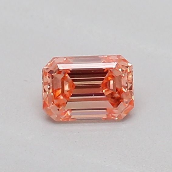 Loose Diamond - EMERALD 0.18ct Fancy Vivid Orangey Pink VS1: Loose Diamond - EMERALD 0.18ct Fancy Vivid Orangey Pink VS1 Source: This is a real non-mined Diamond that has been grown in a lab Shape: EMERALD Carats: 0.18 Color: Fancy Vivid Orangey Pink Certificat