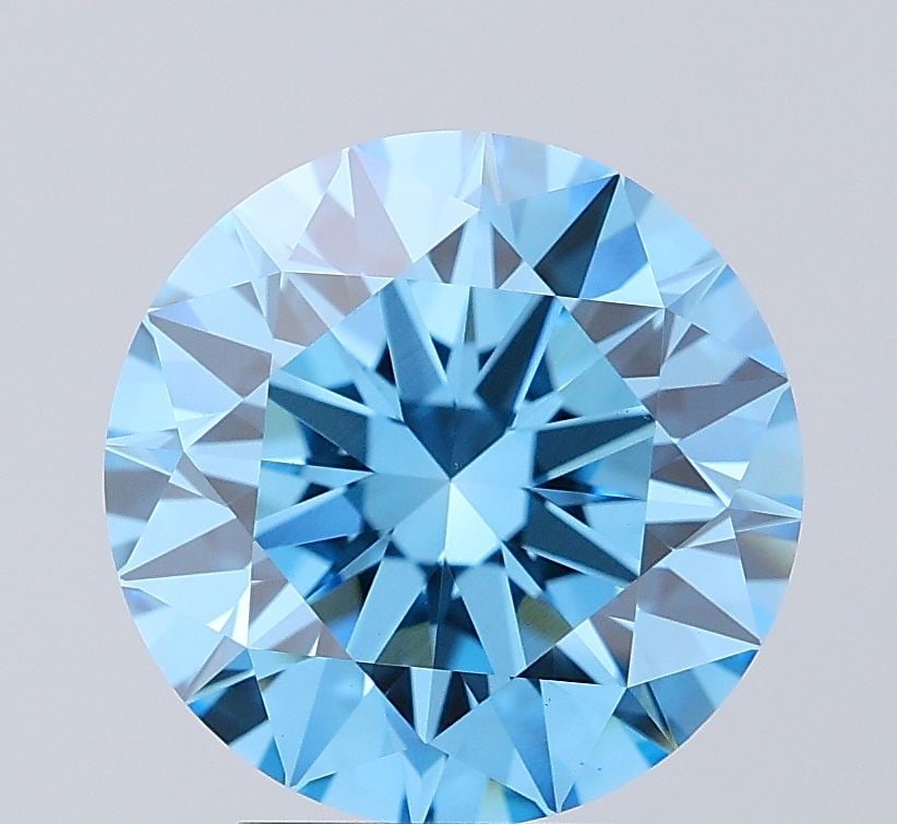 Ideal Loose Diamond - ROUND 3.42ct Fancy Vivid Blue VS1: Ideal Loose Diamond - ROUND 3.42ct Fancy Vivid Blue VS1 Source: This is a real non-mined Diamond that has been grown in a lab Shape: ROUND Carats: 3.42 Color: Fancy Vivid Blue Certification: IGI Video