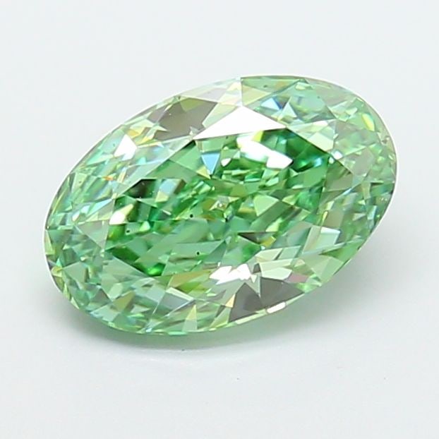 Loose Diamond - OVAL 2.15ct Fancy Vivid Green VS2: Loose Diamond - OVAL 2.15ct Fancy Vivid Green VS2 Source: This is a real non-mined Diamond that has been grown in a lab Shape: OVAL Carats: 2.15 Color: Fancy Vivid Green Certification: IGI Video: