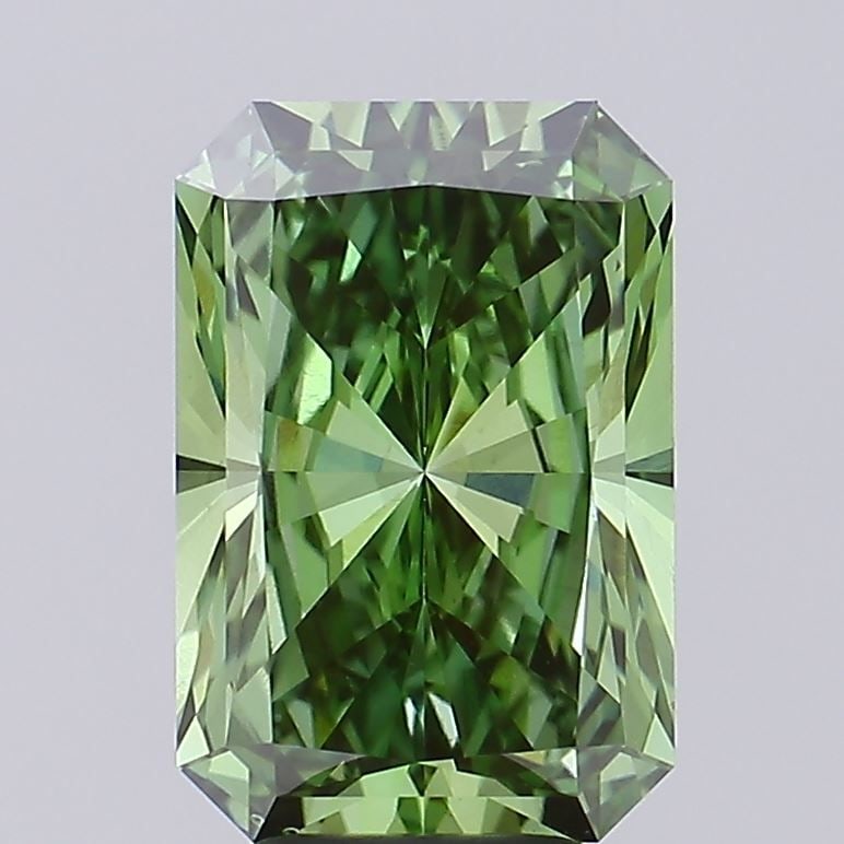 Loose Diamond - RADIANT 5.08ct Fancy Vivid Green VS2: Loose Diamond - RADIANT 5.08ct Fancy Vivid Green VS2 Source: This is a real non-mined Diamond that has been grown in a lab Shape: RADIANT Carats: 5.08 Color: Fancy Vivid Green Certification: IGI Video