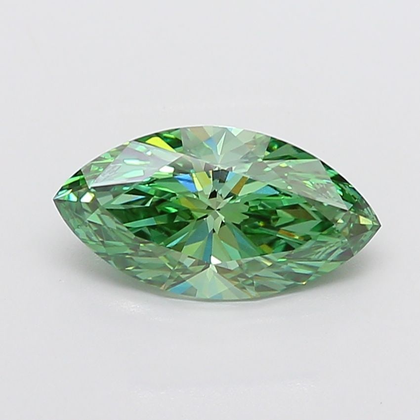 Loose Diamond - MARQUISE 3.47ct Fancy Vivid Green VVS2: Loose Diamond - MARQUISE 3.47ct Fancy Vivid Green VVS2 Source: This is a real non-mined Diamond that has been grown in a lab Shape: MARQUISE Carats: 3.47 Color: Fancy Vivid Green Certification: IGI Vi