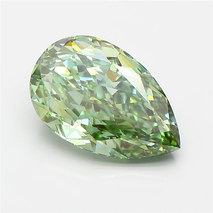 Loose Diamond - PEAR 4.12ct Fancy Vivid Green VVS2: Loose Diamond - PEAR 4.12ct Fancy Vivid Green VVS2 Source: This is a real non-mined Diamond that has been grown in a lab Shape: PEAR Carats: 4.12 Color: Fancy Vivid Green Certification: IGI Video: