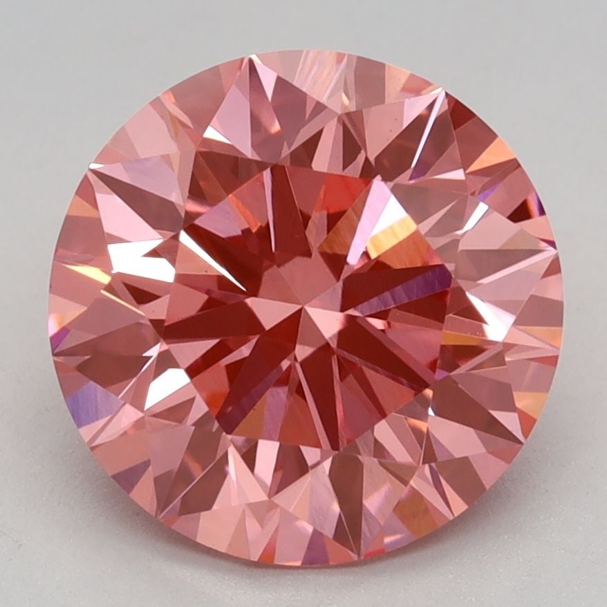Ideal Loose Diamond - ROUND 2.56ct Fancy Vivid Pink VS1: Ideal Loose Diamond - ROUND 2.56ct Fancy Vivid Pink VS1 Source: This is a real non-mined Diamond that has been grown in a lab Shape: ROUND Carats: 2.56 Color: Fancy Vivid Pink Certification: IGI Video