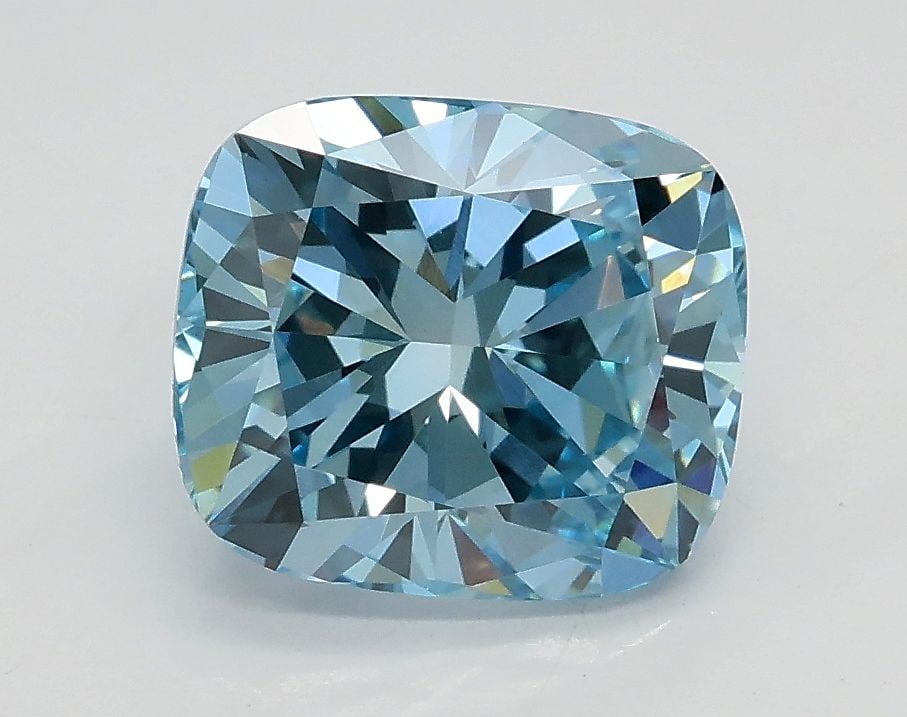 Loose Diamond - CUSHION BRILLIANT 1.8ct Fancy Intense Blue VS1: Loose Diamond - CUSHION BRILLIANT 1.8ct Fancy Intense Blue VS1 Source: This is a real non-mined Diamond that has been grown in a lab Shape: CUSHION BRILLIANT Carats: 1.8 Color: Fancy Intense Blue Cert