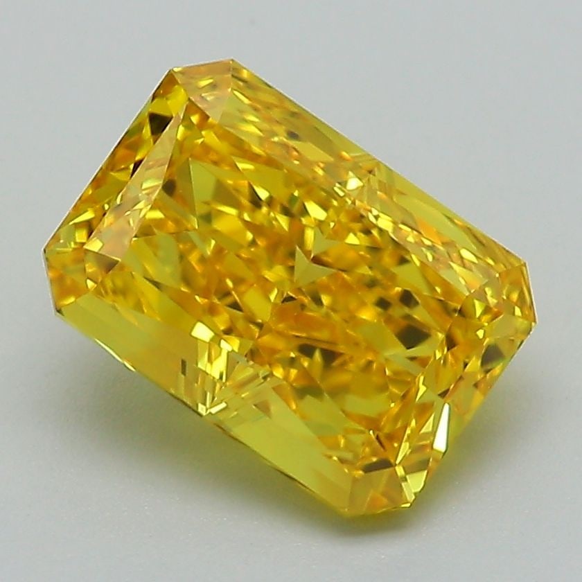 Loose Diamond - RADIANT 2.57ct Fancy Vivid Yellow VS1: Loose Diamond - RADIANT 2.57ct Fancy Vivid Yellow VS1 Source: This is a real non-mined Diamond that has been grown in a lab Shape: RADIANT Carats: 2.57 Color: Fancy Vivid Yellow Certification: IGI Vid
