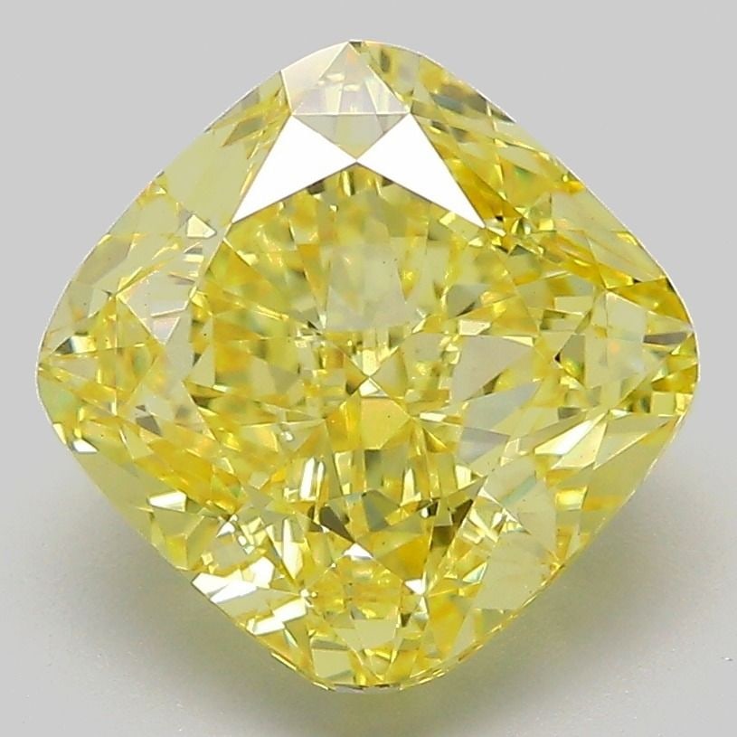 Loose Diamond - CUSHION MODIFIED 4.24ct Fancy Vivid Yellow VS1: Loose Diamond - CUSHION MODIFIED 4.24ct Fancy Vivid Yellow VS1 Source: This is a real non-mined Diamond that has been grown in a lab Shape: CUSHION MODIFIED Carats: 4.24 Color: Fancy Vivid Yellow Cert