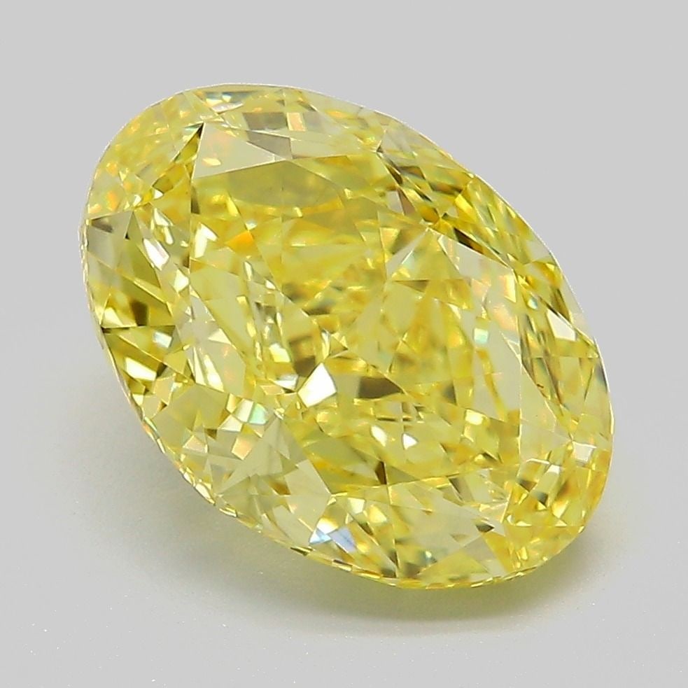 Loose Diamond - OVAL 4.55ct Fancy Intense Yellow VS1: Loose Diamond - OVAL 4.55ct Fancy Intense Yellow VS1 Source: This is a real non-mined Diamond that has been grown in a lab Shape: OVAL Carats: 4.55 Color: Fancy Intense Yellow Certification: IGI Video