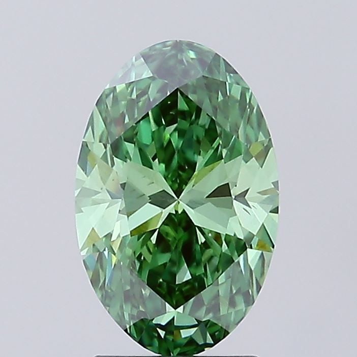 Loose Diamond - OVAL 2.02ct Fancy Vivid Green VS1: Loose Diamond - OVAL 2.02ct Fancy Vivid Green VS1 Source: This is a real non-mined Diamond that has been grown in a lab Shape: OVAL Carats: 2.02 Color: Fancy Vivid Green Certification: IGI Video: