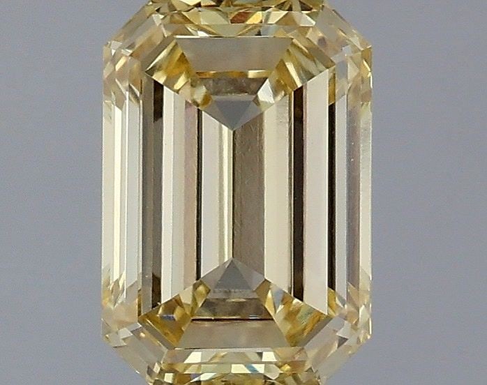 Loose Diamond - EMERALD 1.52ct Fancy Light Yellow VVS2: Loose Diamond - EMERALD 1.52ct Fancy Light Yellow VVS2 Source: This is a real non-mined Diamond that has been grown in a lab Shape: EMERALD Carats: 1.52 Color: Fancy Light Yellow Certification: IGI Vi