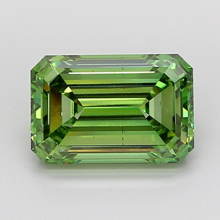 Loose Diamond - EMERALD 5.41ct Fancy Vivid Green VS2: Loose Diamond - EMERALD 5.41ct Fancy Vivid Green VS2 Source: This is a real non-mined Diamond that has been grown in a lab Shape: EMERALD Carats: 5.41 Color: Fancy Vivid Green Certification: IGI Video
