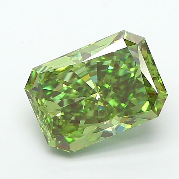 Loose Diamond - RADIANT 2.31ct Fancy Vivid Green VVS2: Loose Diamond - RADIANT 2.31ct Fancy Vivid Green VVS2 Source: This is a real non-mined Diamond that has been grown in a lab Shape: RADIANT Carats: 2.31 Color: Fancy Vivid Green Certification: IGI Vide