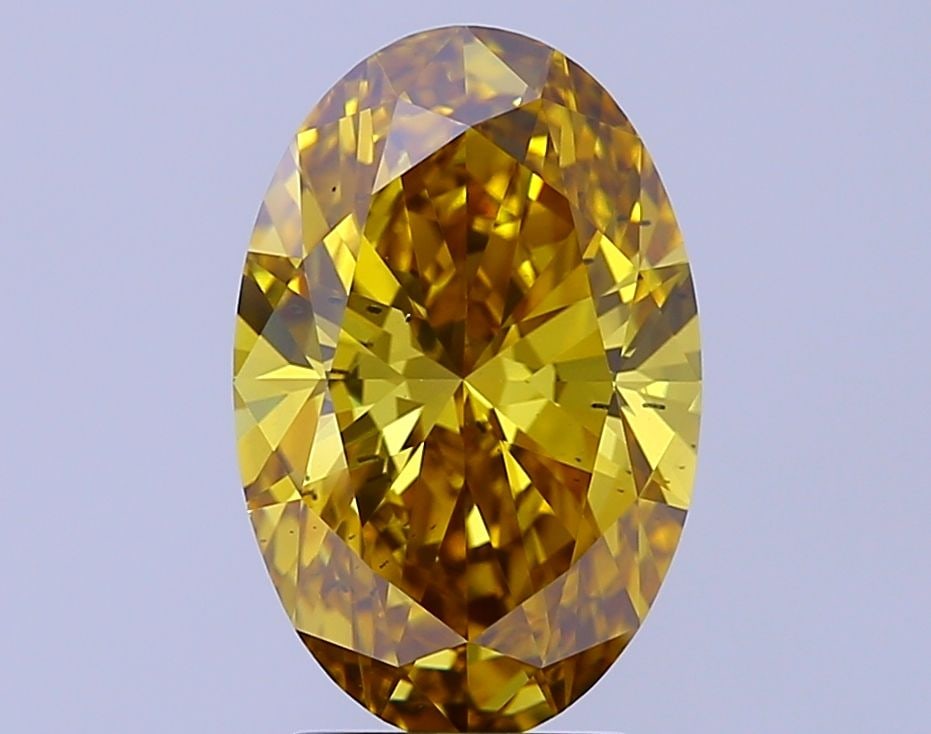 Loose Diamond - OVAL 3.54ct Fancy Vivid Brownish Yellow SI1: Loose Diamond - OVAL 3.54ct Fancy Vivid Brownish Yellow SI1 Source: This is a real non-mined Diamond that has been grown in a lab Shape: OVAL Carats: 3.54 Color: Fancy Vivid Brownish Yellow Certificat