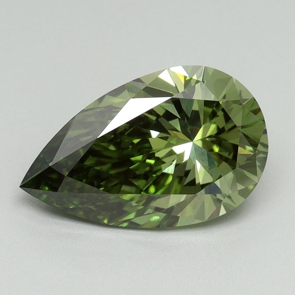 Loose Diamond - PEAR 2.02ct Fancy Vivid Green VVS2: Loose Diamond - PEAR 2.02ct Fancy Vivid Green VVS2 Source: This is a real non-mined Diamond that has been grown in a lab Shape: PEAR Carats: 2.02 Color: Fancy Vivid Green Certification: IGI Video: