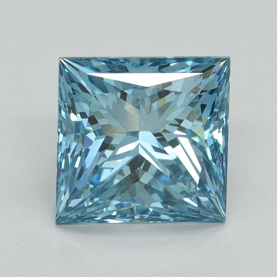 Loose Diamond - PRINCESS 2.56ct Fancy Vivid Blue VS2: Loose Diamond - PRINCESS 2.56ct Fancy Vivid Blue VS2 Source: This is a real non-mined Diamond that has been grown in a lab Shape: PRINCESS Carats: 2.56 Color: Fancy Vivid Blue Certification: IGI Video