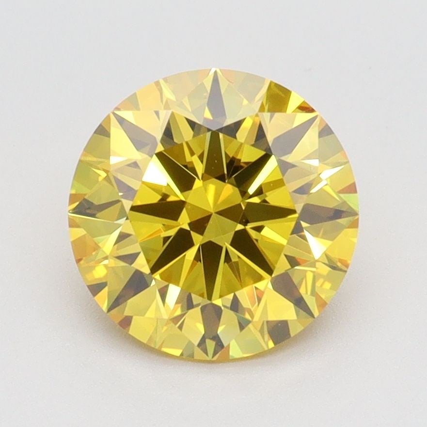Loose Diamond - ROUND 2.05ct Fancy Vivid Yellow VVS2: Loose Diamond - ROUND 2.05ct Fancy Vivid Yellow VVS2 Source: This is a real non-mined Diamond that has been grown in a lab Shape: ROUND Carats: 2.05 Color: Fancy Vivid Yellow Certification: IGI Video: